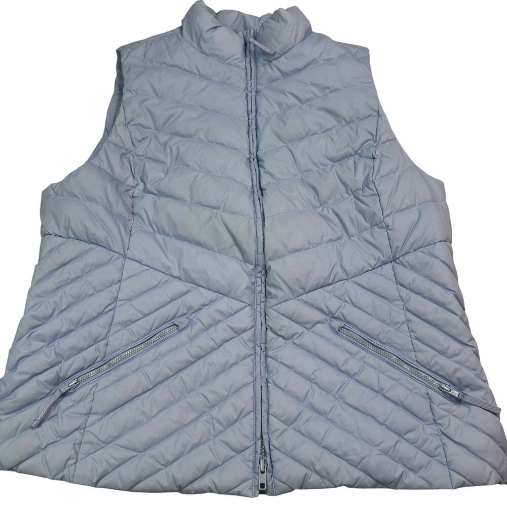 Talbots Quilted Down Puffer Vest Blue Size XL Preppy Classic